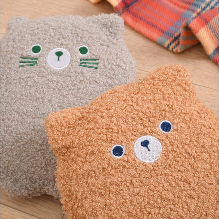 湯たんぽ 猫 くま ぬいぐるみ カバー付き ミニ お湯 注水式 カイロ