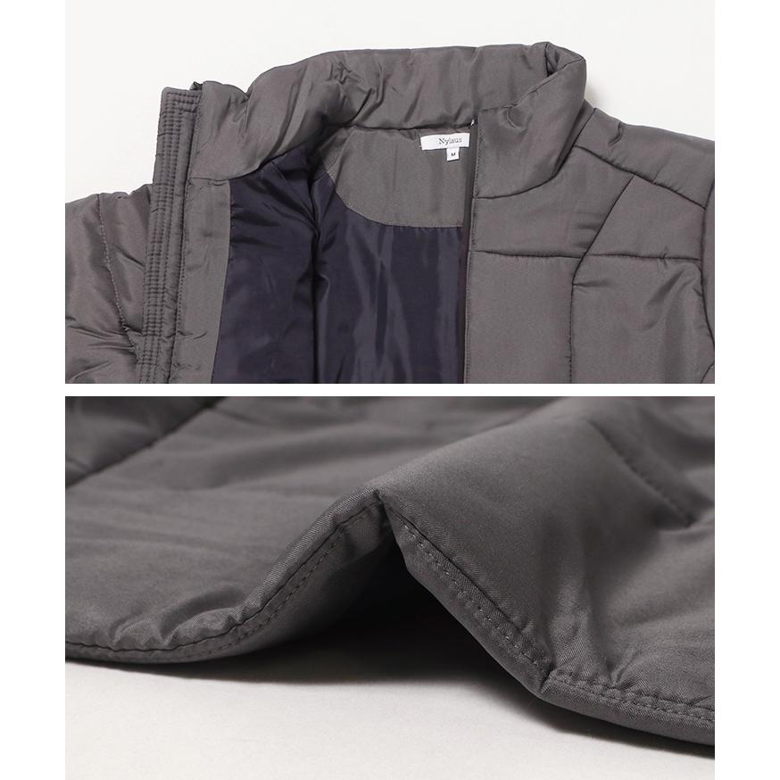 パデットジャケット アウター 上着 コート 中綿 フェイクダウン 長袖 メンズ NYLAUS スタンドカラー ブロックキルト 暖かい 軽い | NYLAUS | 12