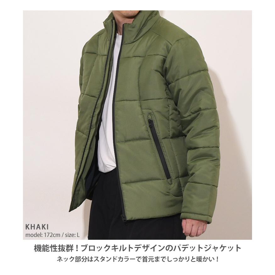 パデットジャケット アウター 上着 コート 中綿 フェイクダウン 長袖 メンズ NYLAUS スタンドカラー ブロックキルト 暖かい 軽い | NYLAUS | 02