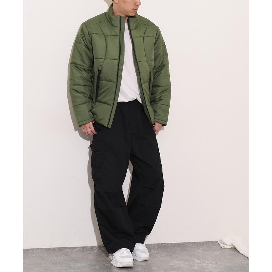 パデットジャケット アウター 上着 コート 中綿 フェイクダウン 長袖 メンズ NYLAUS スタンドカラー ブロックキルト 暖かい 軽い | NYLAUS | 03