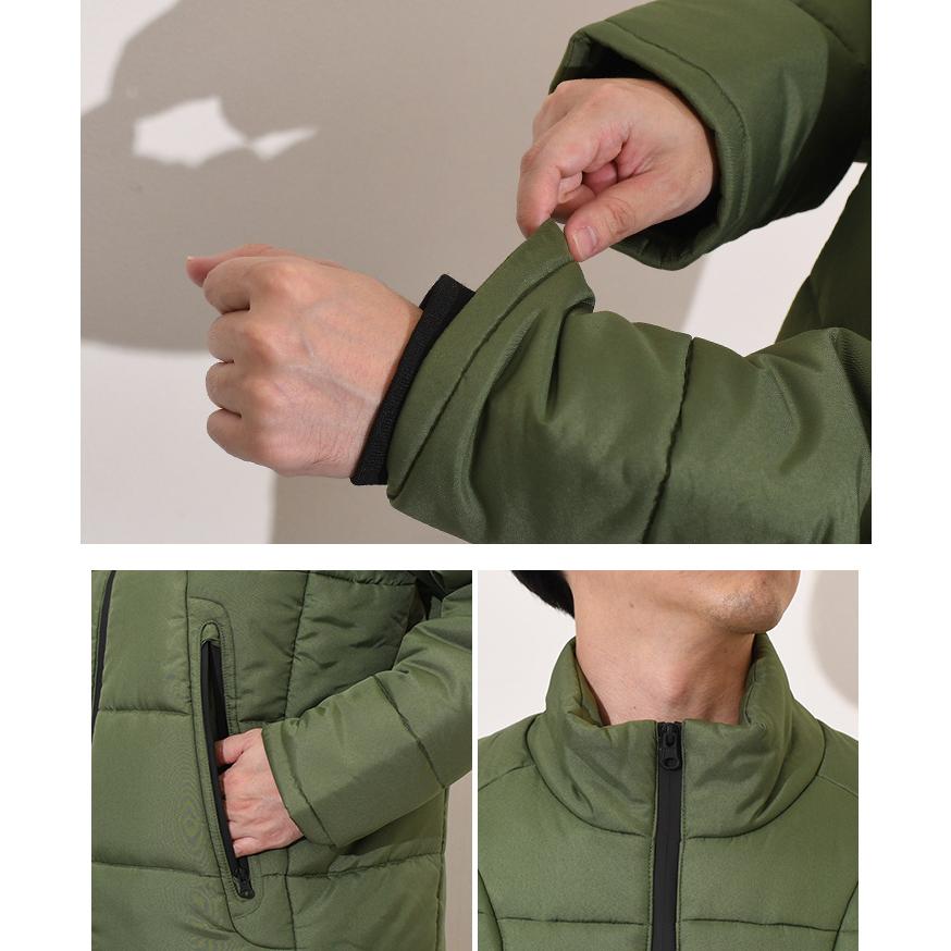 パデットジャケット アウター 上着 コート 中綿 フェイクダウン 長袖 メンズ NYLAUS スタンドカラー ブロックキルト 暖かい 軽い | NYLAUS | 04