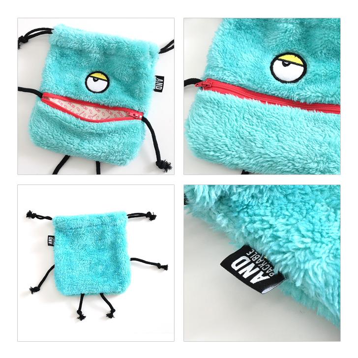 AND PACKABLE（アンドパッカブル） 巾着ポーチ キャラクター ポーチ
