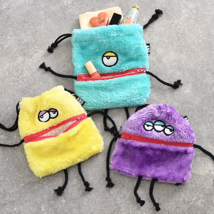 AND PACKABLE（アンドパッカブル） 巾着ポーチ キャラクター ポーチ