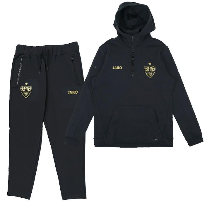 シュトゥットガルト 24-25 CL 1/4 ZIP フーディ＆パンツ 上下セット(ブラック)【JAKO/ヤコ】(ST6724IC-800&ST6524I-800) | 