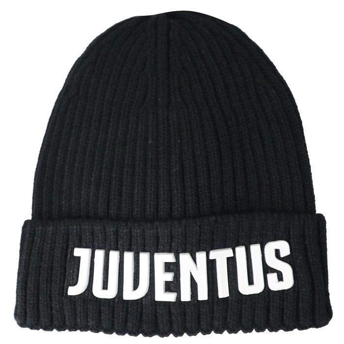 ユベントス オフィシャル TU ニットキャップ ラバーロゴ JUVENTUS(ブラック×ホワイト)(JU.186D) | 