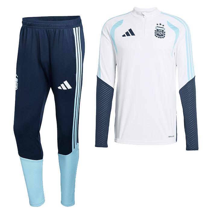 アルゼンチン代表 2026 TIRO26 1/4 ZIPトレーニング トップ長袖&パンツ 上下セット(ホワイト×ネイビー)【adidas/アディダス】(JY7035&JY7032) | adidas