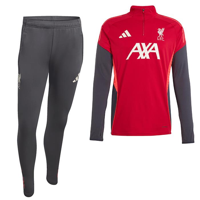 リバプール 25-26 TIRO25 1/4 ZIPトレーニング トップ長袖&パンツ 上下セット(レッド×グレー)【adidas/アディダス】(KB1473&KB1469) | adidas