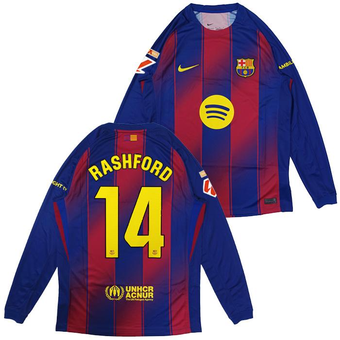 NIKE ラッシュフォード 14番 バルセロナ 25/26 サイズ：XL（LL） NIKE（ナイキ） ○FCバルセロナ 25-26 ホーム 長袖 ユニフォーム No.14