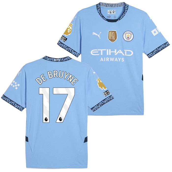 ●マンチェスターシティ 24-25 ホーム 半袖 ユニフォーム No.17 デ・ブルイネ(プレミアリーグフルパッチ仕様)【PUMA/プーマ】(775075-01/17D_WH_cwc) | PUMA