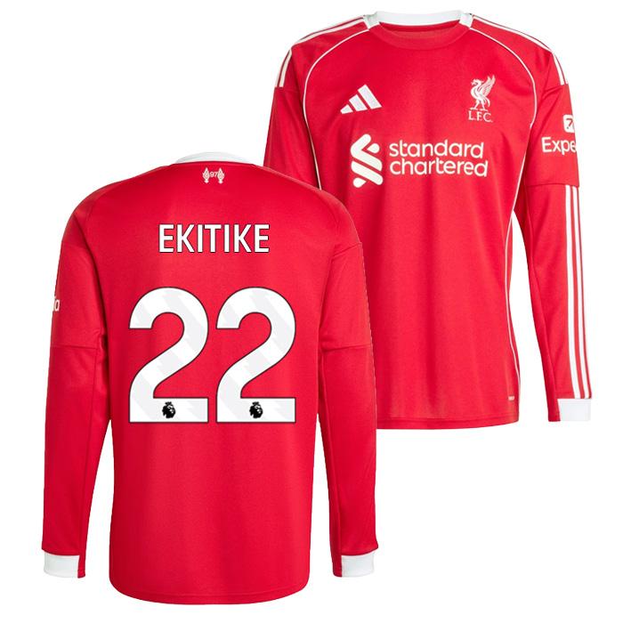 リヴァプールユニフォームホーム25/26エキティケ長袖 adidas（アディダス） ○リバプール 25-26 ホーム 長袖 ユニフォーム