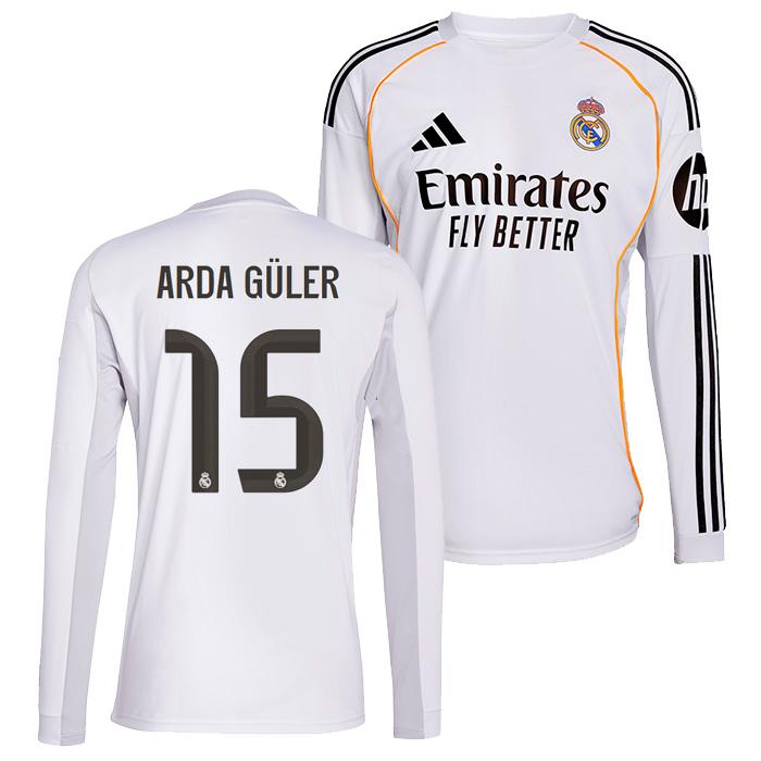 ●レアルマドリード 25-26 ホーム 長袖 ユニフォーム No.15 アルダ・ギュレル【adidas/アディダス】(JN8884/15A) | adidas