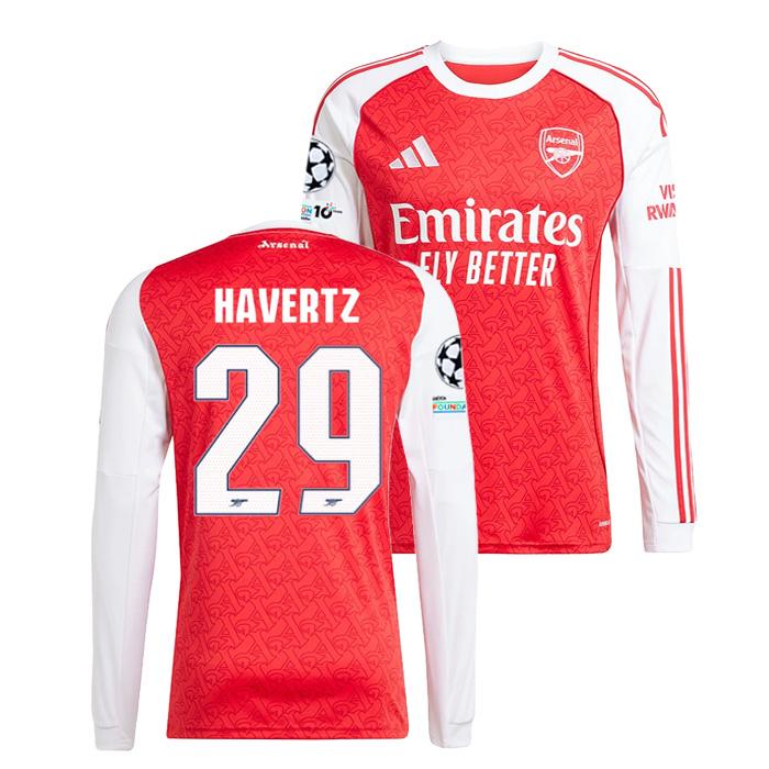 ●アーセナル 25-26 ホーム 長袖 ユニフォーム No.29 ハバーツ (CLフルパッチ)【adidas/アディダス】(JI9536/29H_CLfull) | adidas
