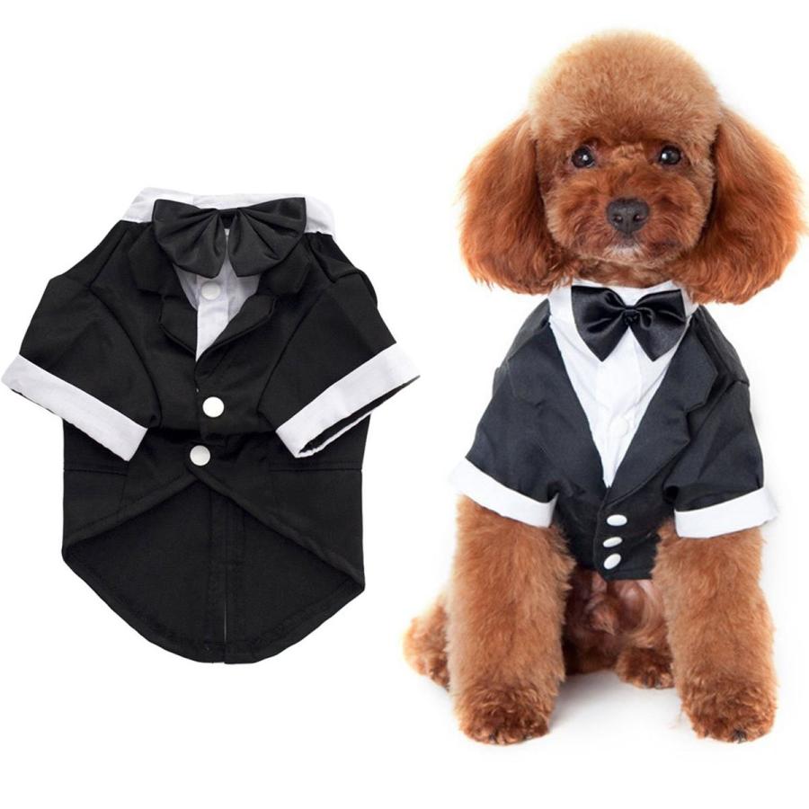Ansimite 蝶ネクタイがめちゃキュート 犬 猫 服 タキシード 燕尾服 黒リボン 小型 中型 大型 サイズいろいろあります ブラック Fornvalls Cat