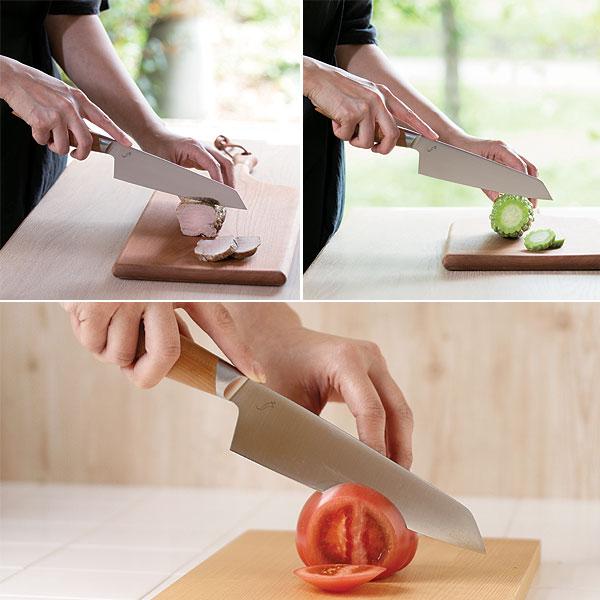 文化包丁 スミカマ kasane かさね／包丁置きプレゼント（カサネ 三徳包丁 両刃 贈り物 贈答品 ステンレス ヤマザクラ）の画像