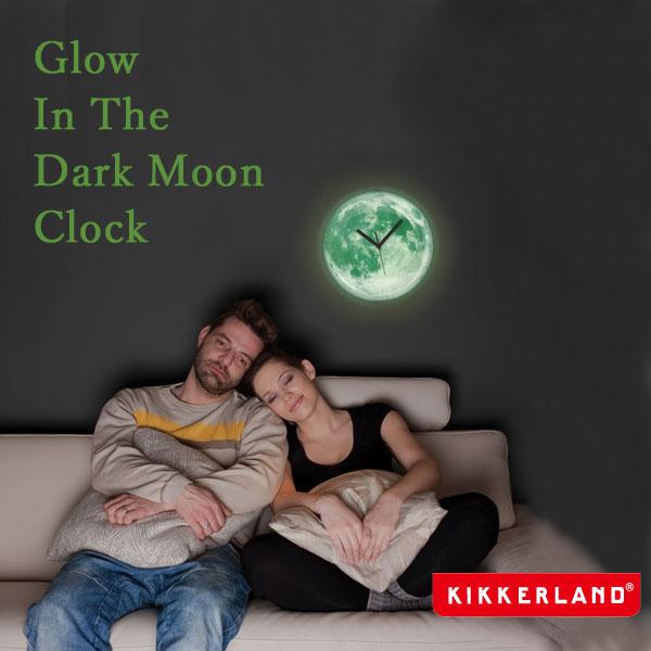 KIKKERLAND グローインザダークムーンクロック（壁掛け時計 ウォールクロック おしゃれ キッカーランド moon 宇宙） | KIKKERLAND