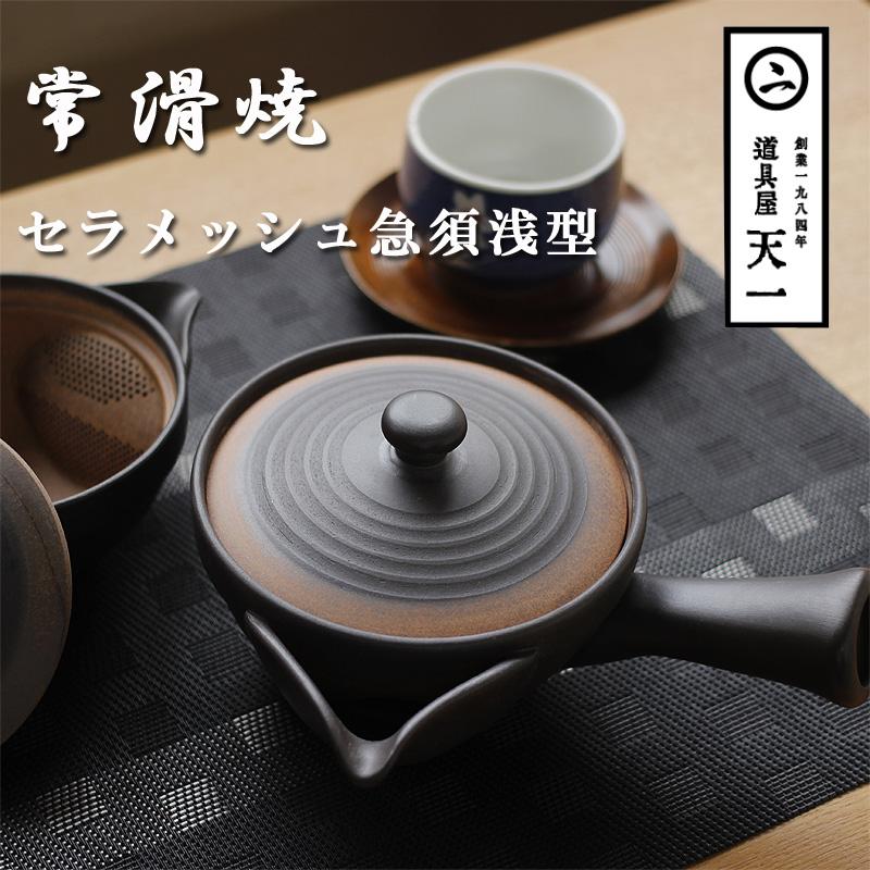 天一 常滑焼セラメッシュ急須浅型（ティーポット きゅうす お茶ポット