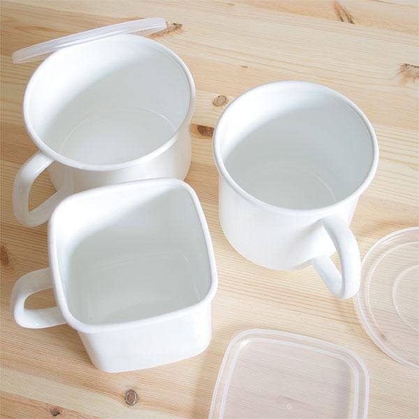 野田琺瑯 ホワイトシリーズ 持ち手付ストッカー シール蓋付（ほうろう 保存容器 角型 丸型） | 野田琺瑯 | 05