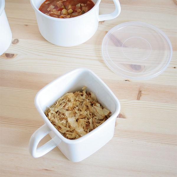 野田琺瑯 ホワイトシリーズ 持ち手付ストッカー シール蓋付（ほうろう 保存容器 角型 丸型） | 野田琺瑯 | 06