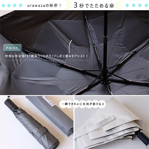 urawaza（ウラワザ） 折りたたみ傘 UV＆HEAT proctection 55cm 自動