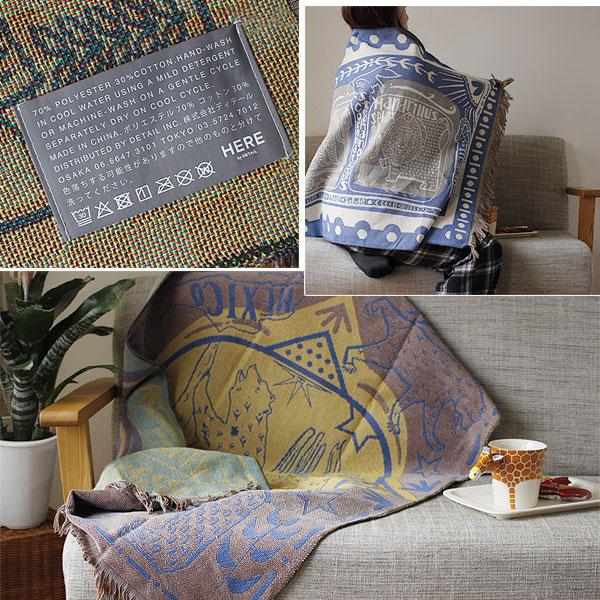 OAX Throwket オアハカ スローケット SMALL（ブランケット マット メキシコ ウッドカービング マンドリル カリフォルニア グリズリーベア 市松模様） | DETAIL | 10