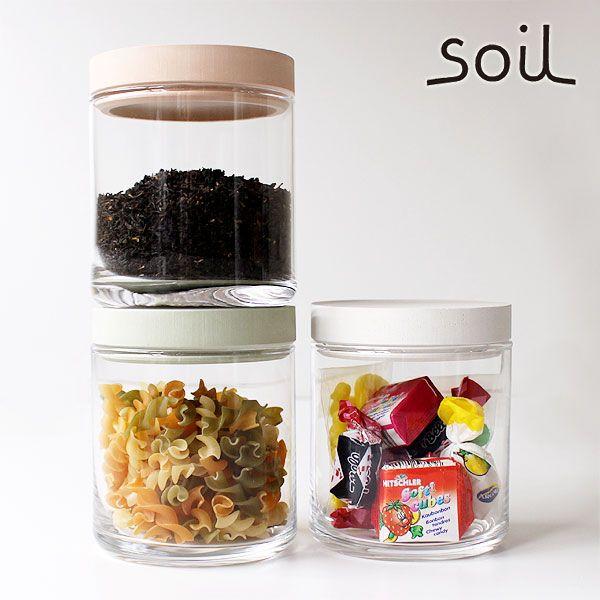 soil フードコンテナ グラス（珪藻土 ソイル けいそうど 保存容器 調味料入れ 調味料ケース キャニスター イスルギ） | soil(珪藻土)