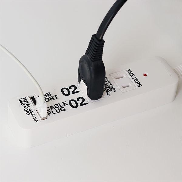 CABLE PLUG-02＆USB-02 ケーブルプラグ2個口＆USBポート2個口（延長コード コンセント 充電 携帯電話 スマートフォン）｜fci｜03