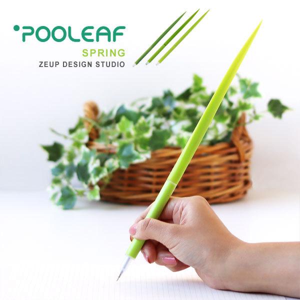 ZEUP DESIGN STUDIO POOLEAF SPRING ボールペン（グリーン 葉っぱ 面白ステーショナリー ユニーク プレゼント 景品） | 