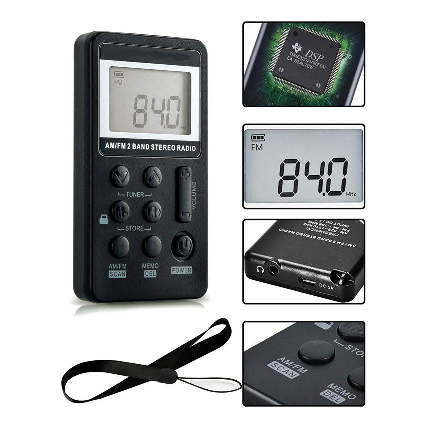 2個セット ポケットラジオ 充電式 小型 USB AM FM ワイドFM対応