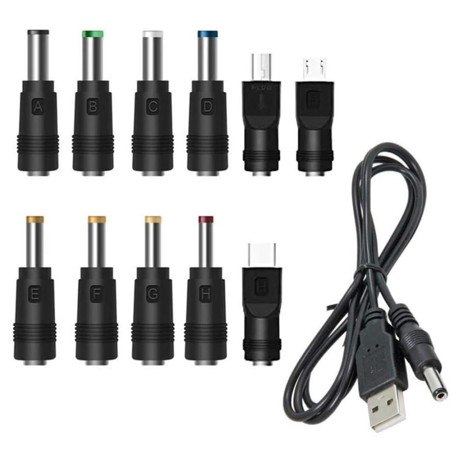 2個セット DC 変換 アダプター USBケーブル 11種類 USB-DC 変換プラグ