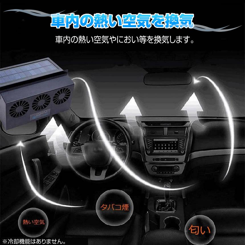 5個セット 車用 換気扇 ３連 換気ファン 太陽光パネル搭載 USB ファン 排熱 換気 カー用品  TORIPGAN｜fcl-plus｜05