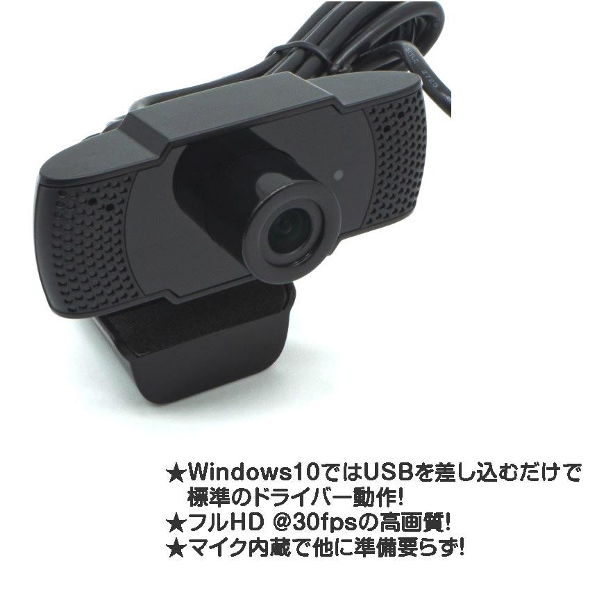 ウェブカメラ フルHD 30fps マイク内蔵 USB接続 小型 テレワーク 
