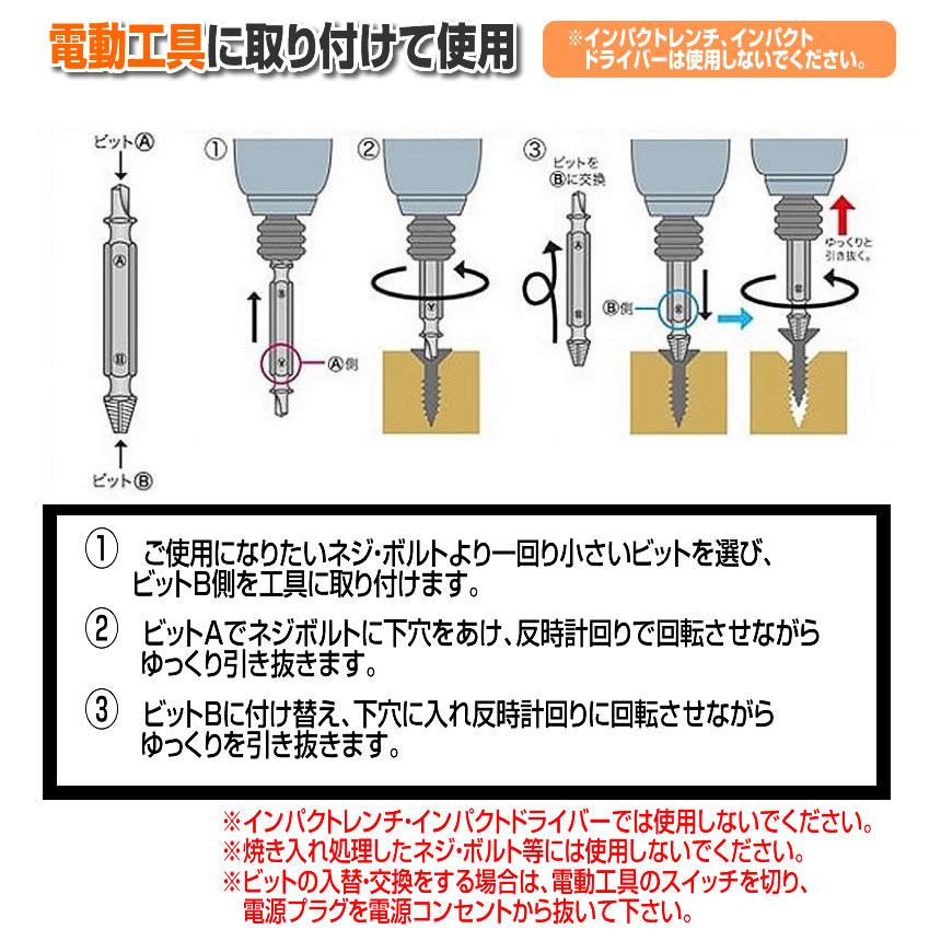 なめたネジ 外し ビット 工具 4サイズセット DIY なめたボルト ネジ外し ネジ切り先生 DZ-1500｜fcl｜04