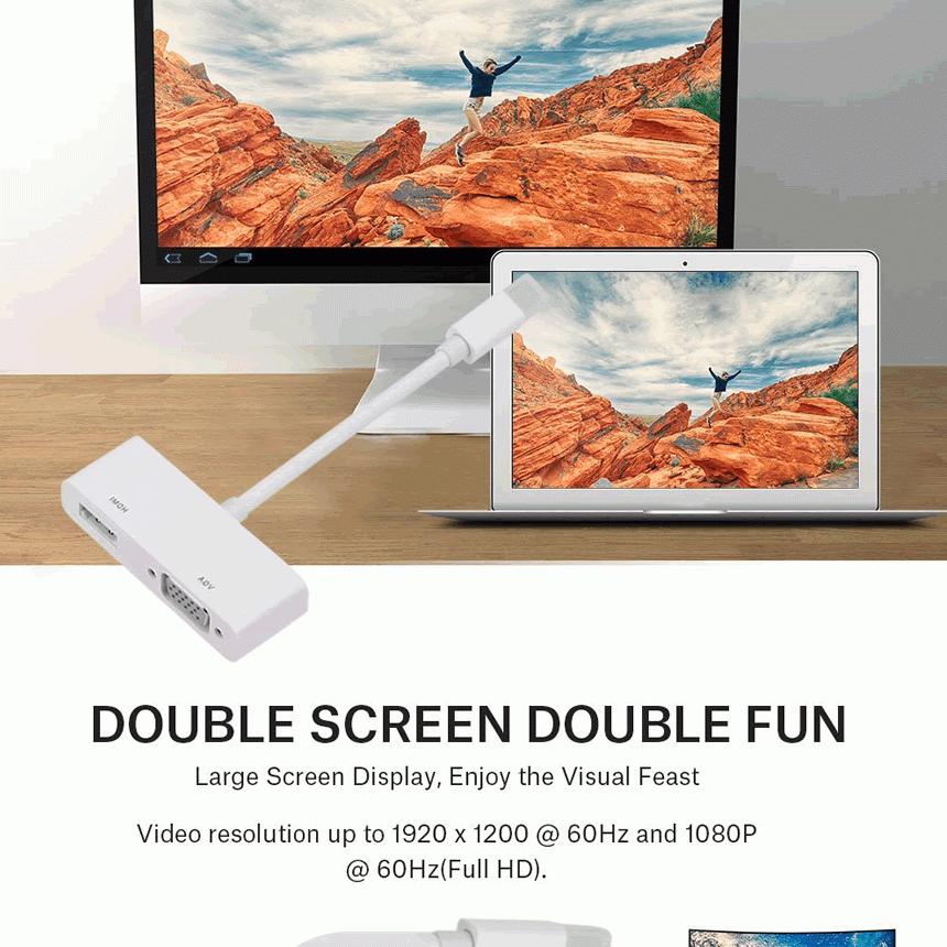 2IN1 Mini DisplayPort to HDMI VGA 変換アダプタ フルHD PC パソコン HDTV 小型 軽量 Mac Pro Mac Book Air 2IN1MINIDIS｜fcl｜03