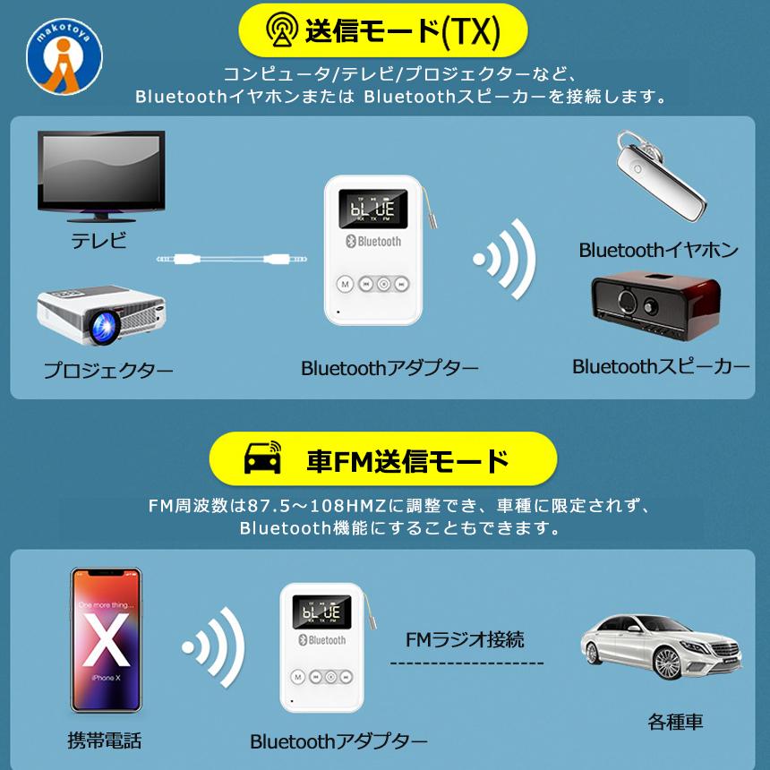 ブルートゥース トランスミッター レシーバー アダプター Bluetooth 5.0 送信機 受信機 USB ワイヤレス 車 テレビ スピーカー FMTORAN｜fcl｜04