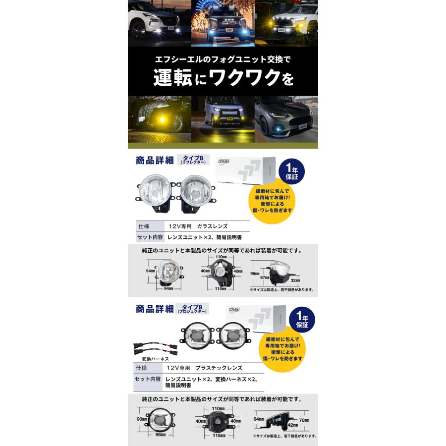 フォグランプ ユニット レンズ 後付け 純正led 交換 クリア 汎用 補修用 トヨタ 日産 スズキ 三菱 ダイハツ ホンダ | fcl. | 15