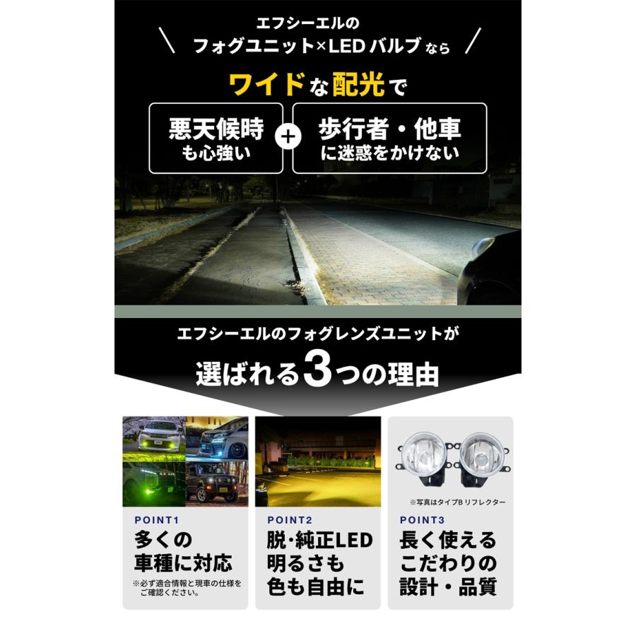 フォグランプ ユニット レンズ 後付け 純正led 交換 クリア 汎用 補修用 トヨタ 日産 スズキ 三菱 ダイハツ ホンダ | fcl. | 07