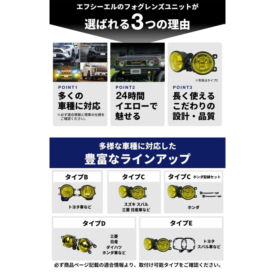 fcl. フォグランプ ユニット レンズ 後付け 純正led 交換 イエロー