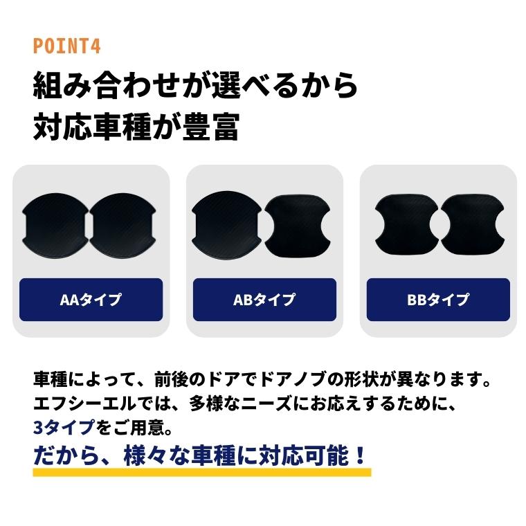 ドアノブプロテクター ドアノブ 傷防止 車用 4枚セット 貼り付けタイプ 強力粘着 傷防止 ひっかき傷防止 保護シート カーボン調 黒 汎用 車用品 | fcl. | 08