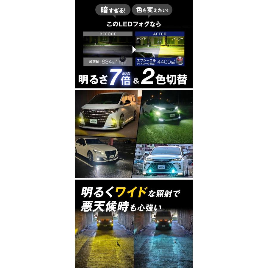 l1b フォグランプ 2色切り替え led イエロー ライムイエロー ホワイト フロスティブルー ハイエース200系 アルファード カローラ | fcl. | 04