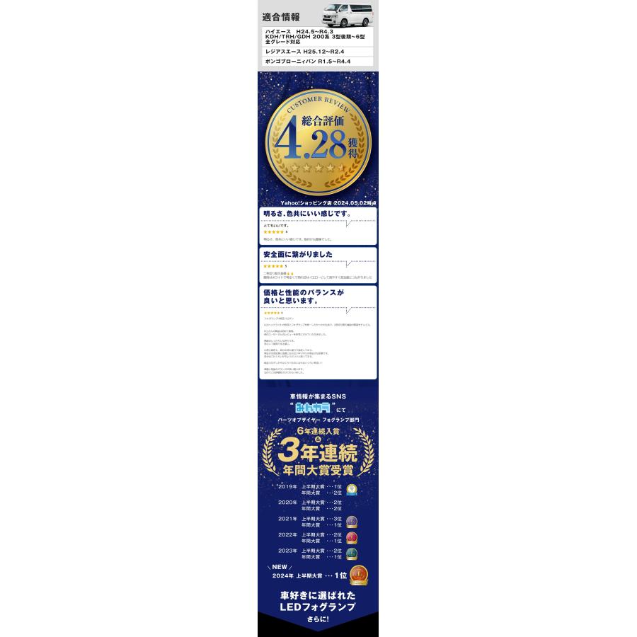 fcl. ハイエース200系 led フォグランプ 2色切り替え psx26w 4型 5型 6