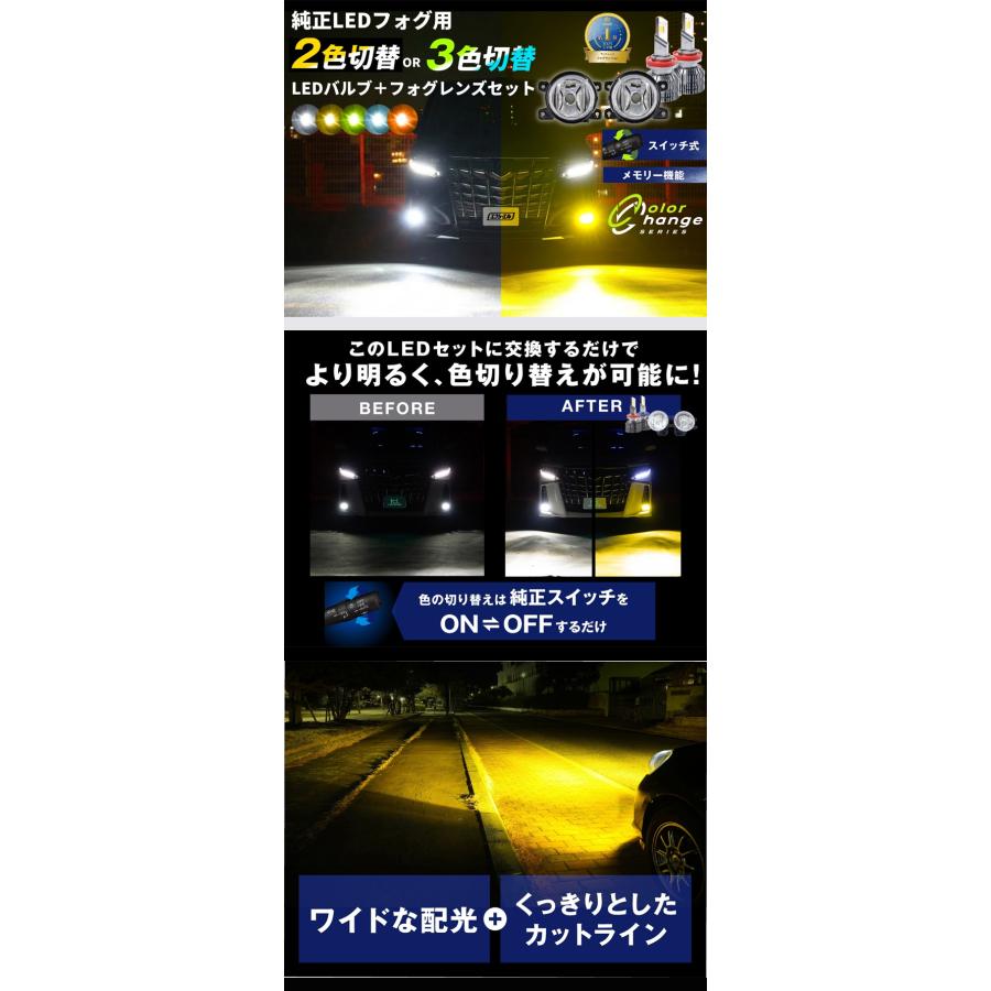 fcl. フォグランプ led 後付け 2色切り替え フォグランプユニット