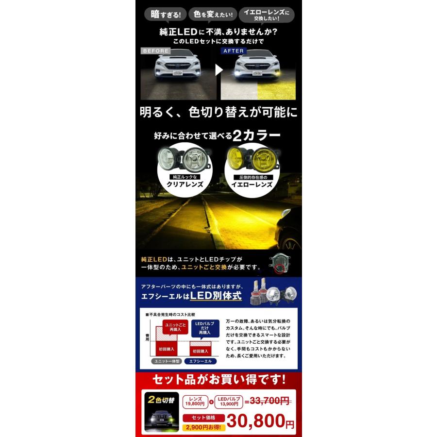 fcl. フォグランプ led 後付け 2色切り替え フォグランプユニット