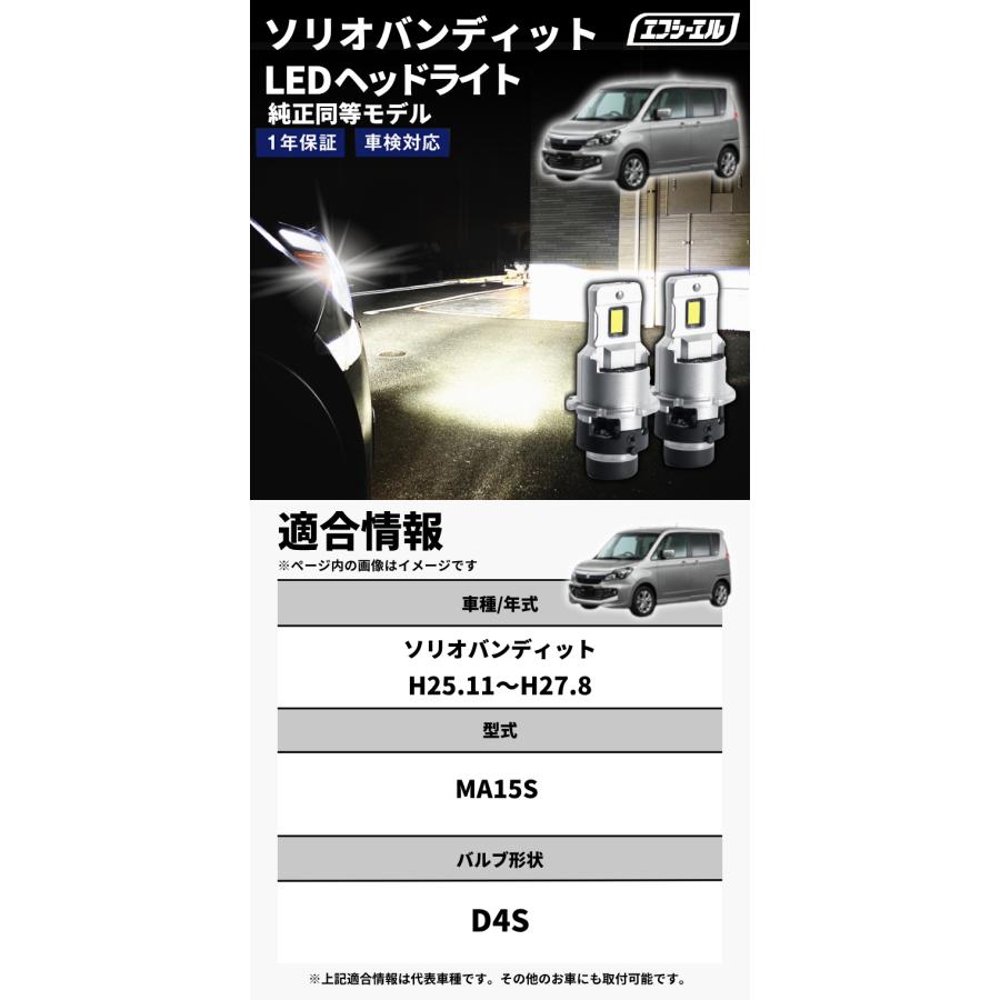 fcl. ソリオバンディット ma15s d4s led ヘッドライト ポン付け 純正 
