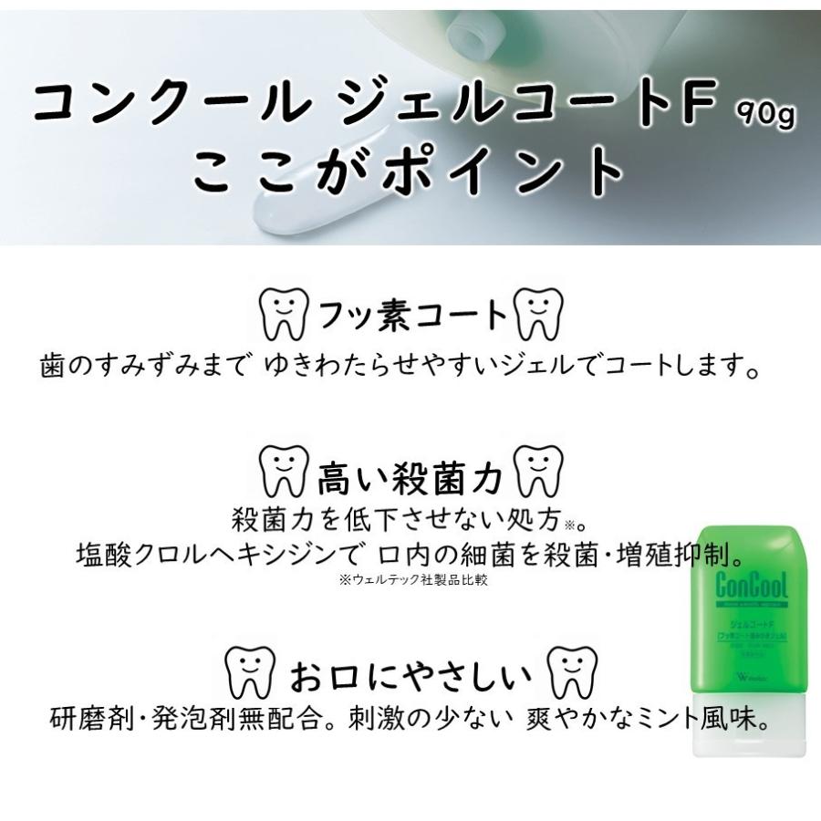 【NEW！フッ素が1450ppmへ増量】ウエルテック コンクール ジェルコートF 90g 3本（3個）セット  フッ素コート 歯磨きジェル 歯科専売　 | Weltec | 04