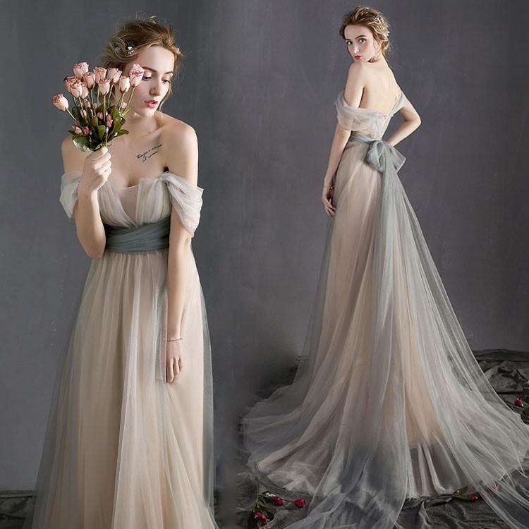 カラードレス オフショルダー パーティードレス シフォン透け感 結婚式 二次会 海外ウエディング 発表会 S L Cd A U 038 ファクトリーダイレクト ラボ 通販 Yahoo ショッピング