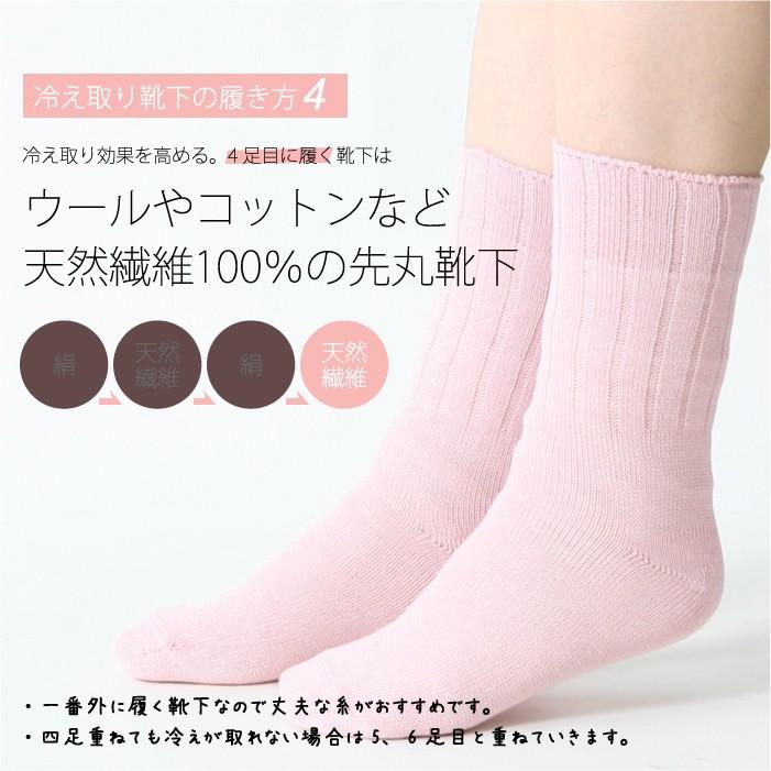 絹屋 靴下 重ね履き 4足セット シルク コットン レディース 女性用
