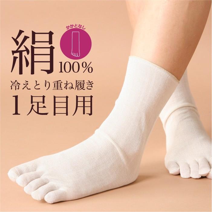 絹屋 冷えとり 靴下 1足目 レディース 女性用 5本指 冷え取り 暖かい 