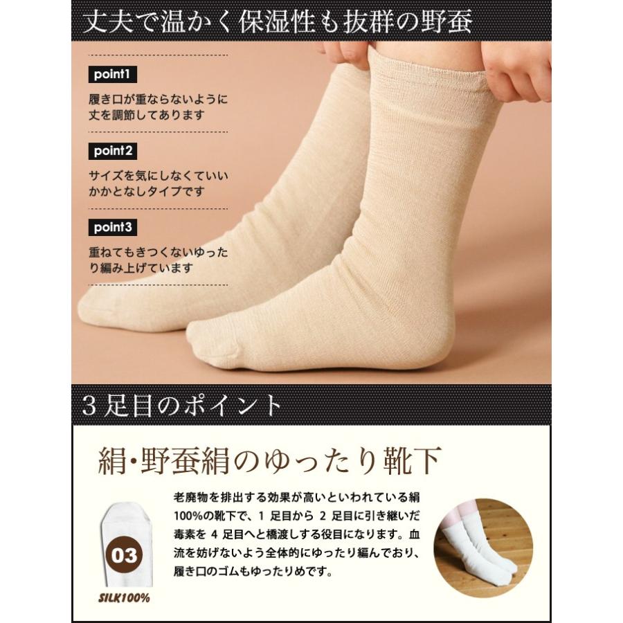 靴下 重ね履き 3足セット レディース 女性用 冷えとり 暖かい　あったかくつした 野蚕絹 日本製 ギフト プレゼント | 絹屋 | 07