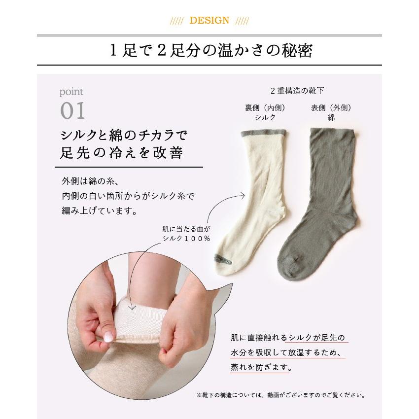 靴下 ２重編み コットン 履き口ゆったり レディース 女性用 冷えとり 暖かい あったかくつした 絹屋 日本製 ギフト プレゼント | 絹屋 | 04