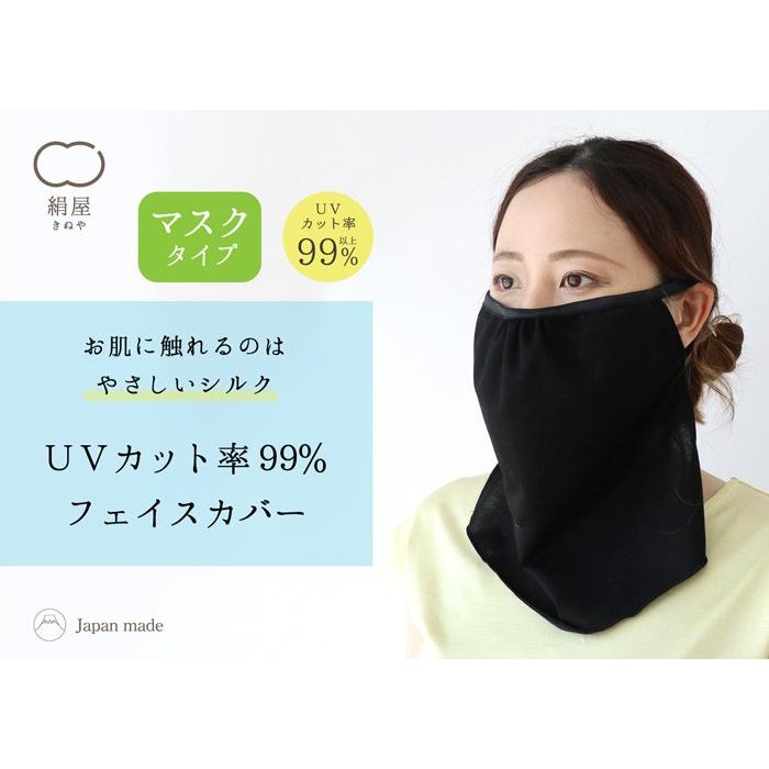 UV フェイスカバー マスクタイプ レディース 女性用 ユニセックス マスク 保湿 喉 のど 美容 絹 シルク 綿 コットン 絹屋 日本製